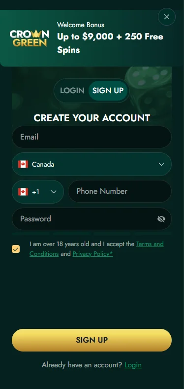 How to Register at Crown Green Casino