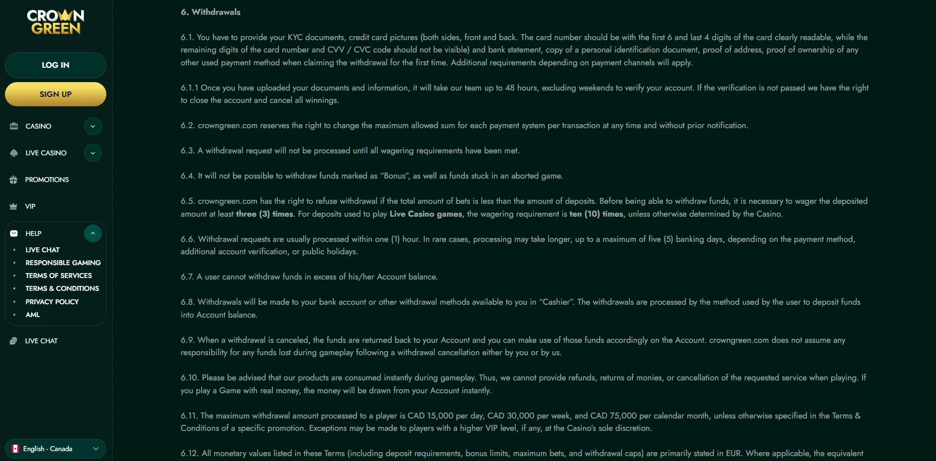 How to Withdraw Money from Crown Green Casino?